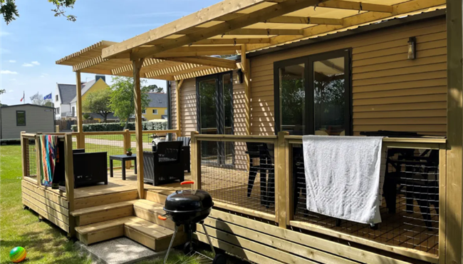 mobil-home Cottage à louer cote jardin premium camping Kost Ar Moor fouesnant bretagne