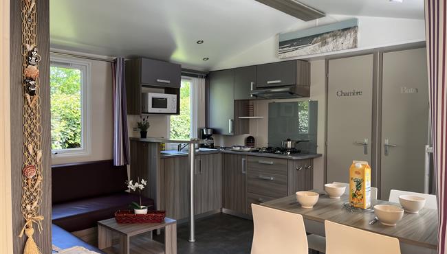 mobil-home Cottage à louer 2 chambres jacuzzi spa camping Kost Ar Moor fouesnant bretagne