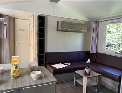 mobil-home Cottage à louer 2 chambres jacuzzi spa camping Kost Ar Moor fouesnant bretagne