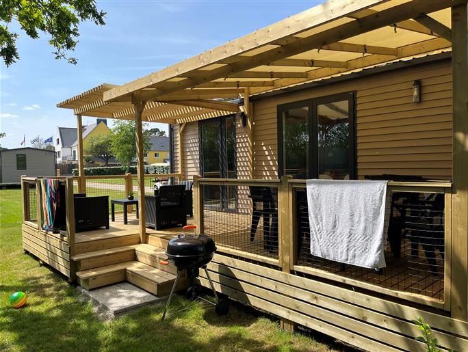 mobil-home Cottage à louer cote jardin premium camping Kost Ar Moor fouesnant bretagne