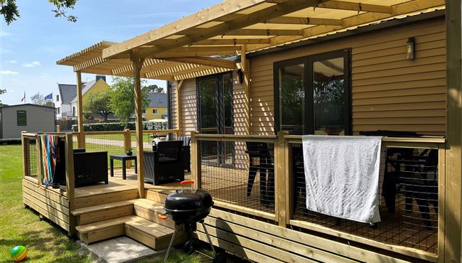 mobil-home Cottage à louer cote jardin premium camping Kost Ar Moor fouesnant bretagne
