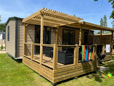mobil-home Cottage à louer cote jardin premium camping Kost Ar Moor fouesnant bretagne