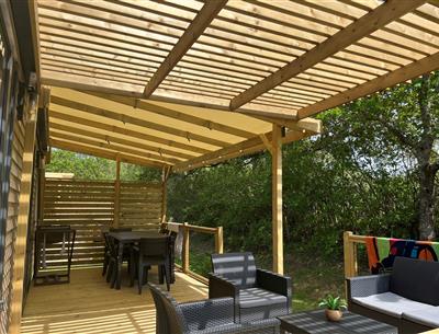 mobil-home Cottage à louer cote jardin premium camping Kost Ar Moor fouesnant bretagne